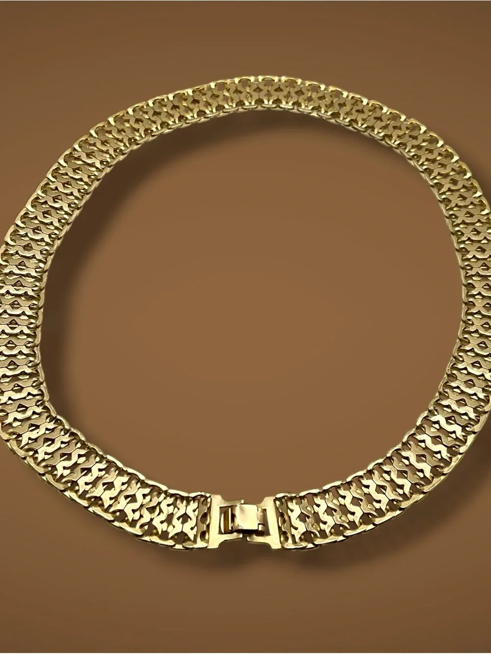 Vintage Unsigned Monet Gold Tone Statement Runway Choker Collar Necklace